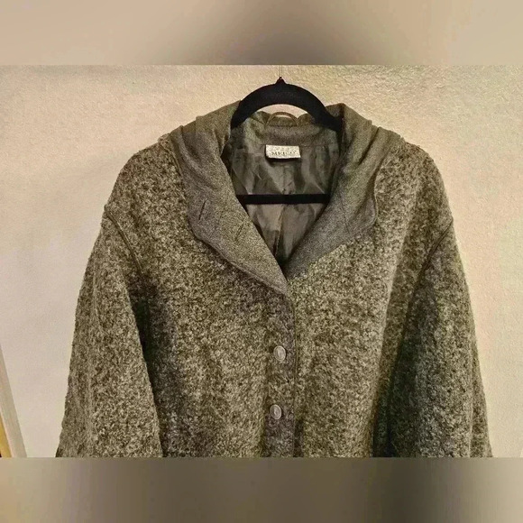 MEICO LANDHAUS LOOK WOOL BLEND COAT GREEN CARDIGAN LAGENLOOK ONE SIZE - Picture 2 of 12